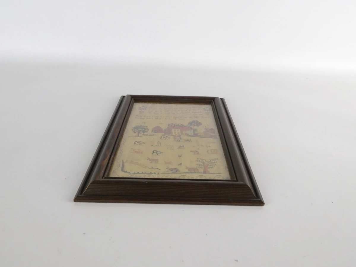 222-jaar geborduurde wanddecoratie in houten lijst, (06.04.1804)