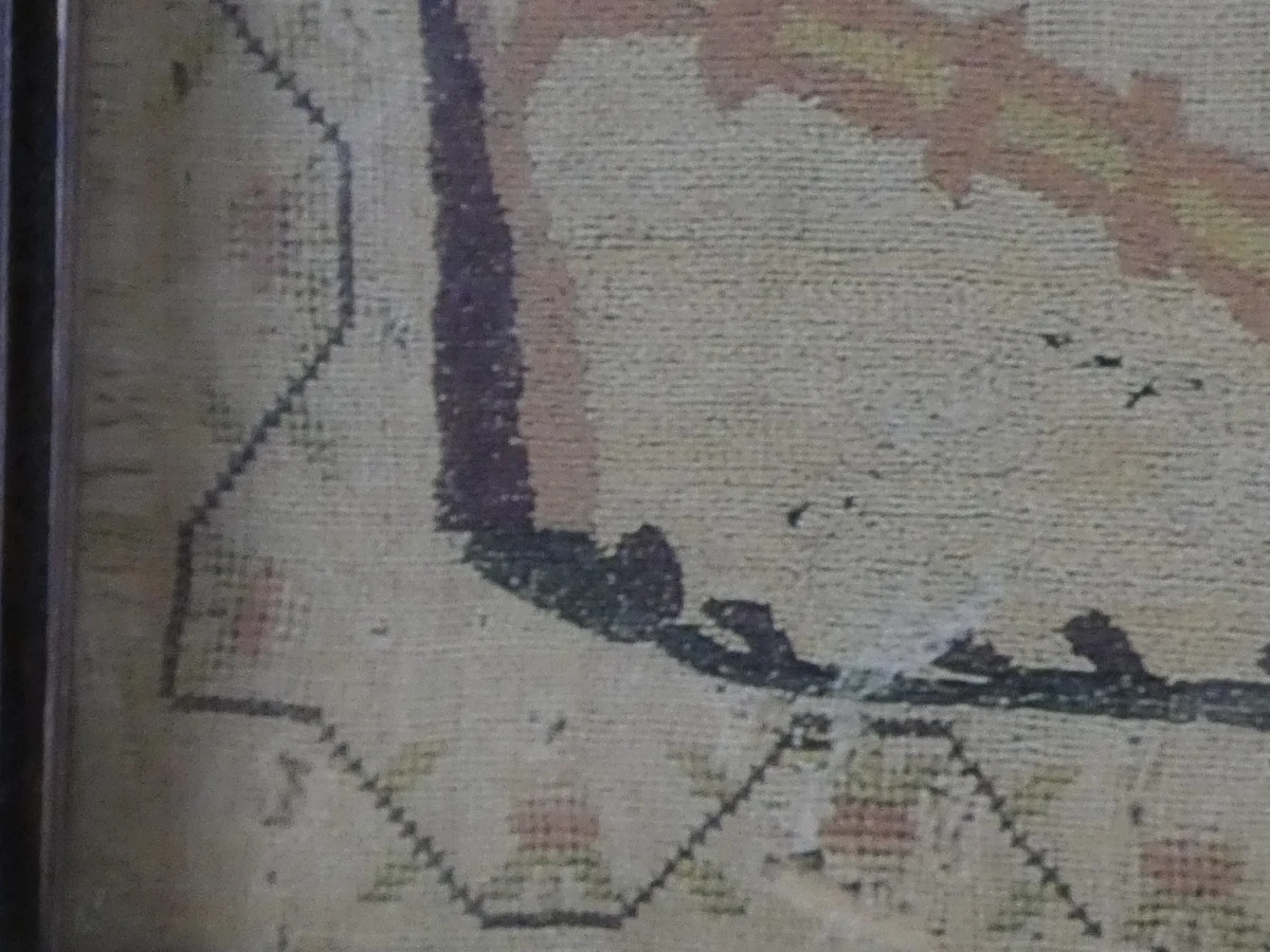 222-jaar geborduurde wanddecoratie in houten lijst, (06.04.1804)