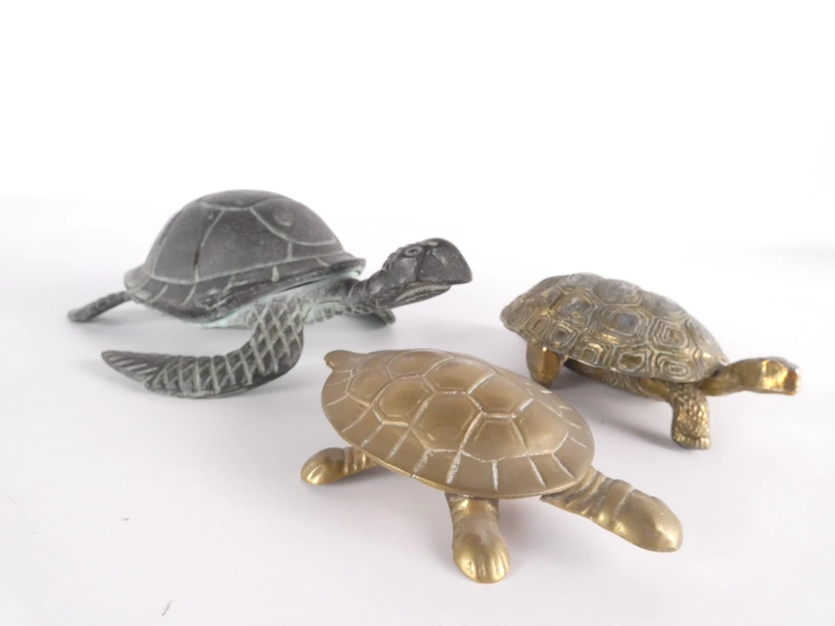 Set van 3 vintage brons schildpadden