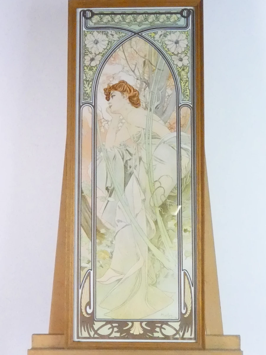 Set van 2 ingelijste Art Nouveau-lithografieën naar Alphonse Mucha – Les Heures du Jour