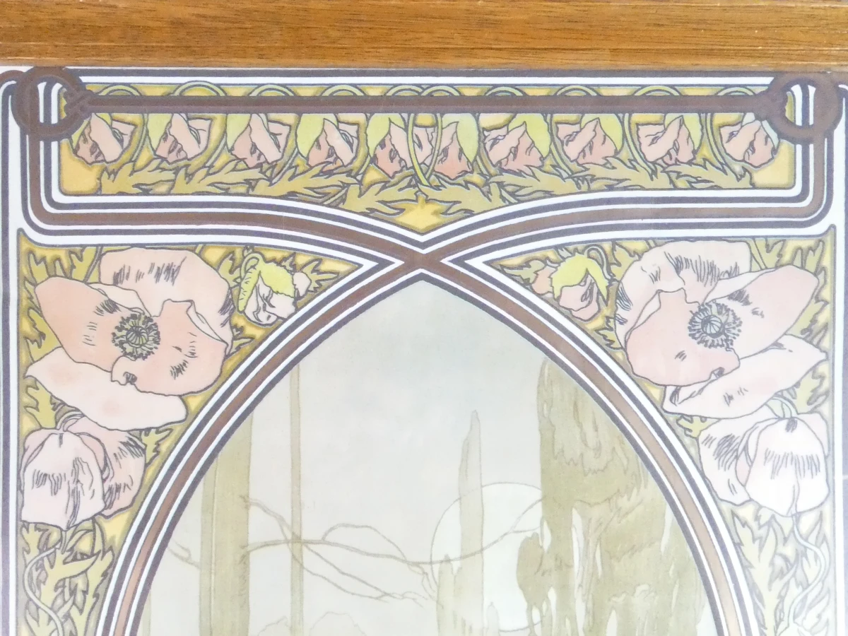 Set van 2 ingelijste Art Nouveau-lithografieën naar Alphonse Mucha – Les Heures du Jour