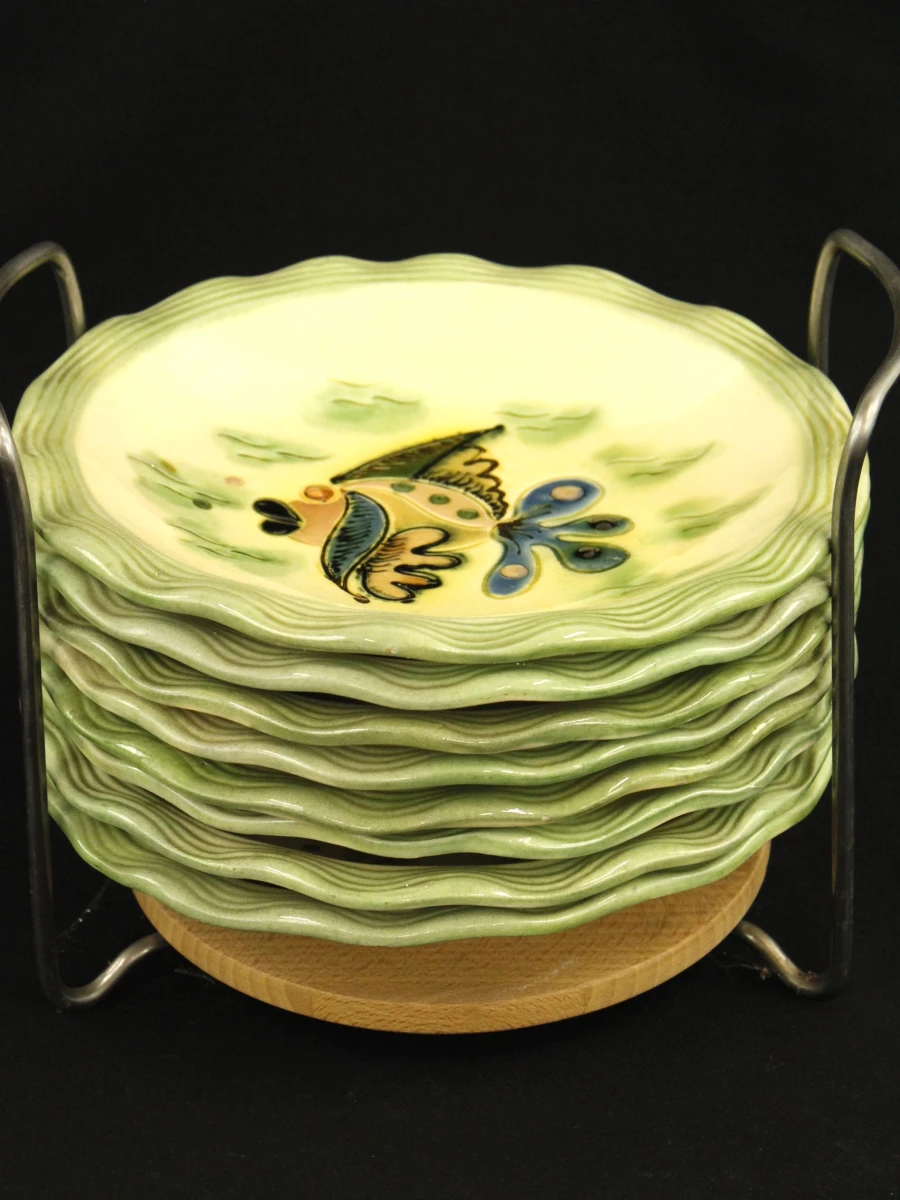 Cérenne Vallauris – vintage visservies met 16 borden uit de jaren ’50