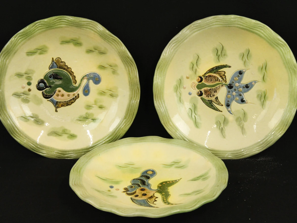 Cérenne Vallauris – vintage visservies met 16 borden uit de jaren ’50