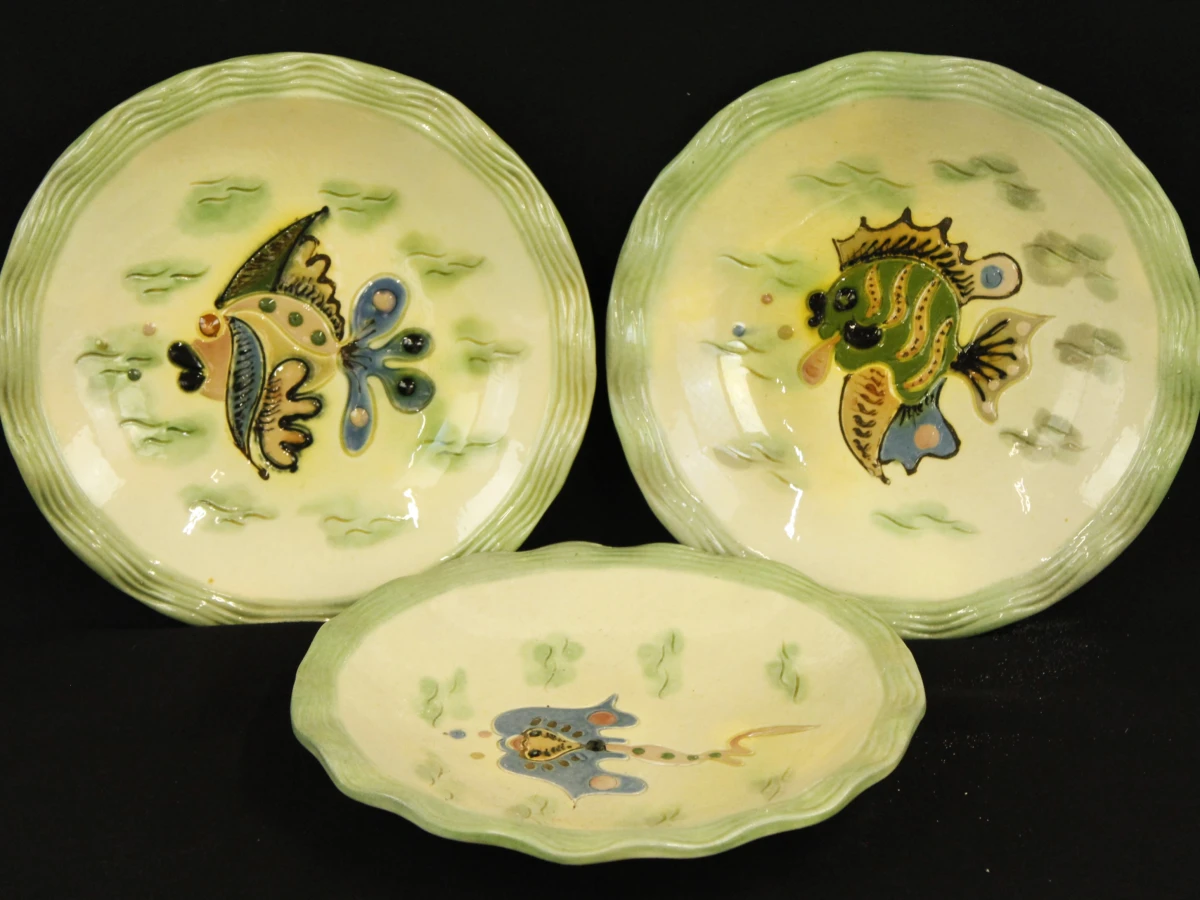Cérenne Vallauris – vintage visservies met 16 borden uit de jaren ’50