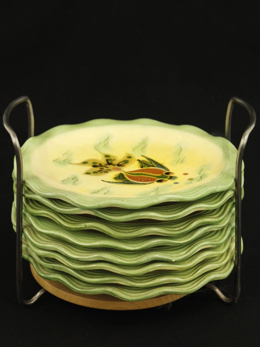 Cérenne Vallauris – vintage visservies met 16 borden uit de jaren ’50