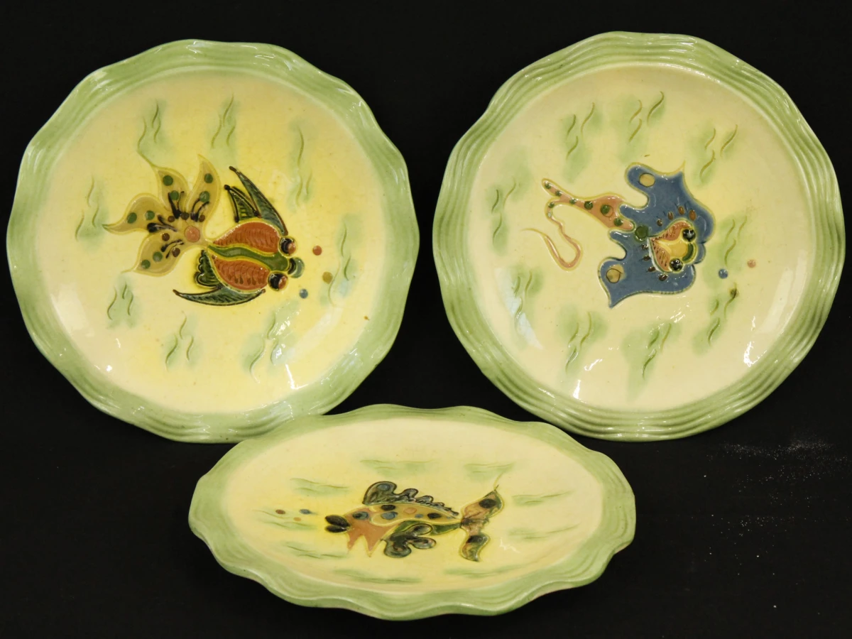 Cérenne Vallauris – vintage visservies met 16 borden uit de jaren ’50