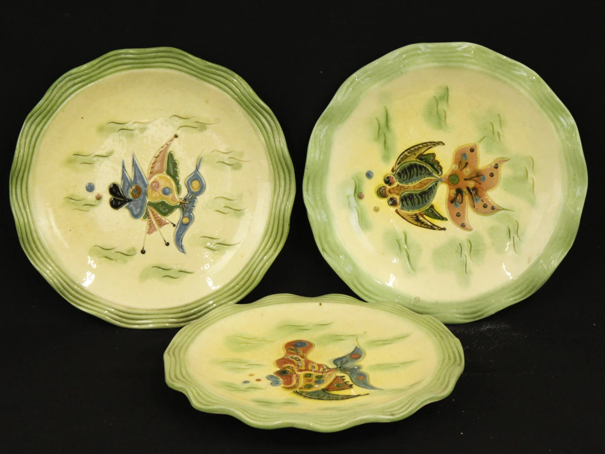 Cérenne Vallauris – vintage visservies met 16 borden uit de jaren ’50