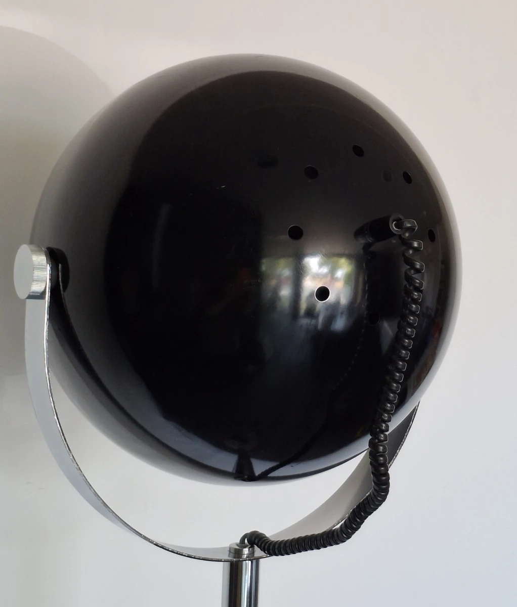 Zwarte vloerlamp in Space Age-stijl met bolvormige lampenkap - foto 6