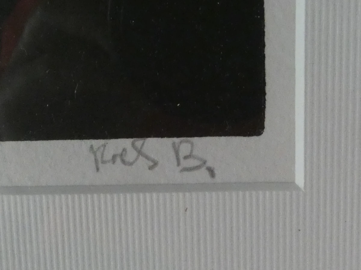 Abstracte ingelijste kunstdruk in zwart en oker