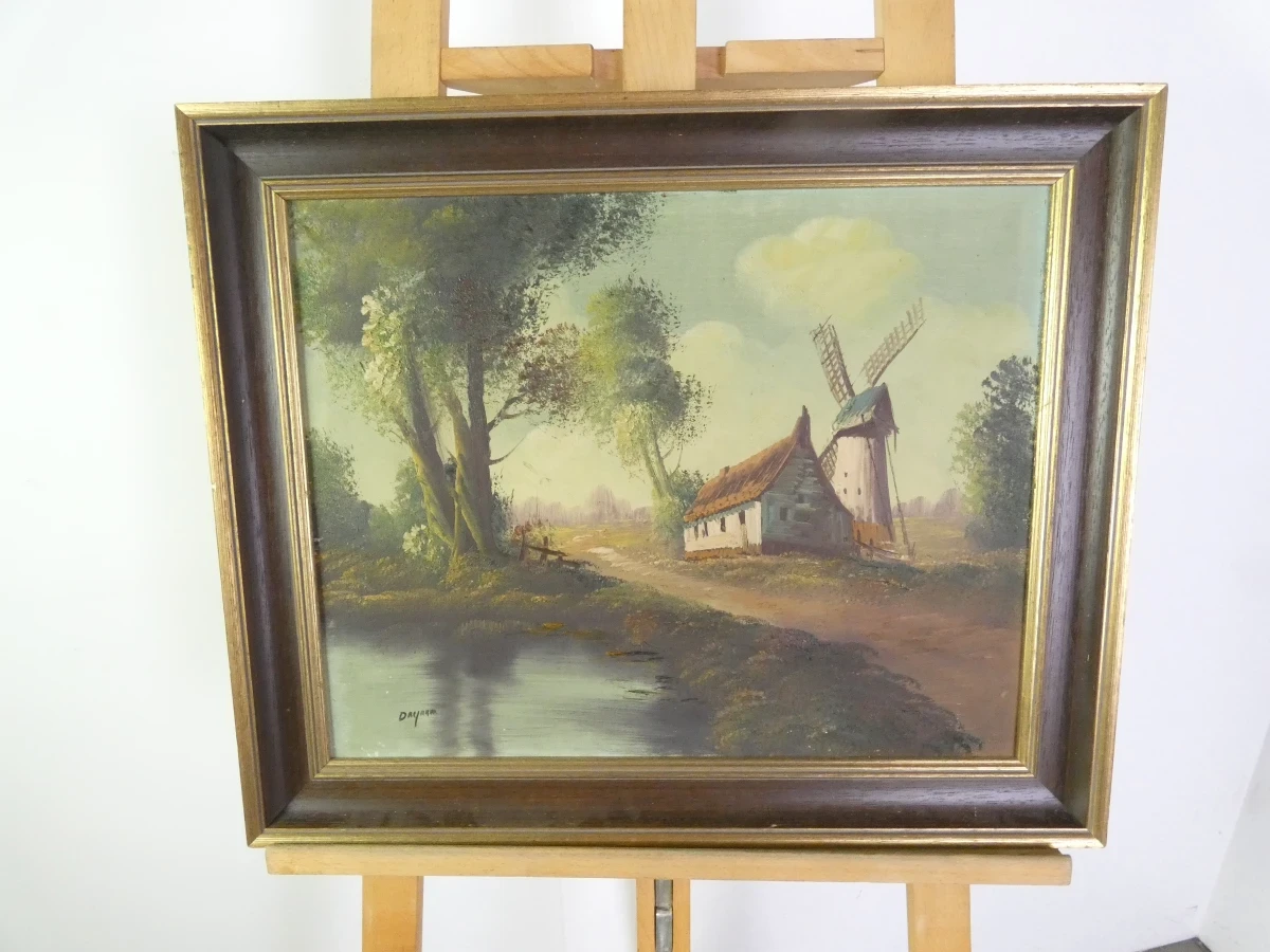 Vintage landschap met molen