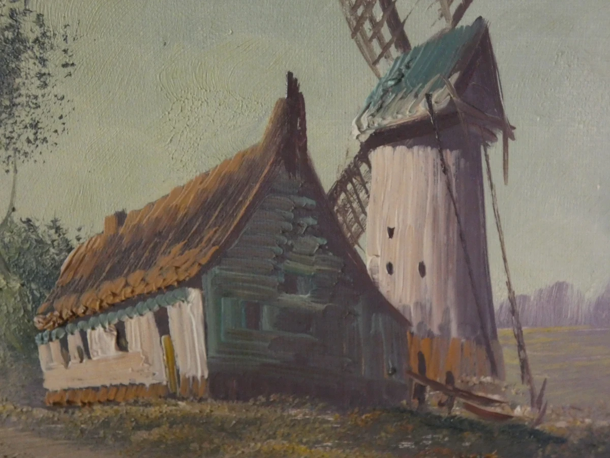 Vintage landschap met molen