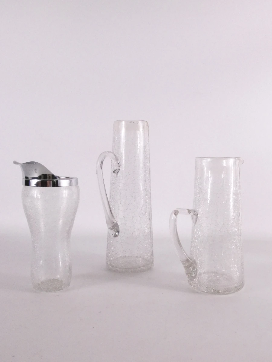 Vintage barset van gecraqueleerd glas.