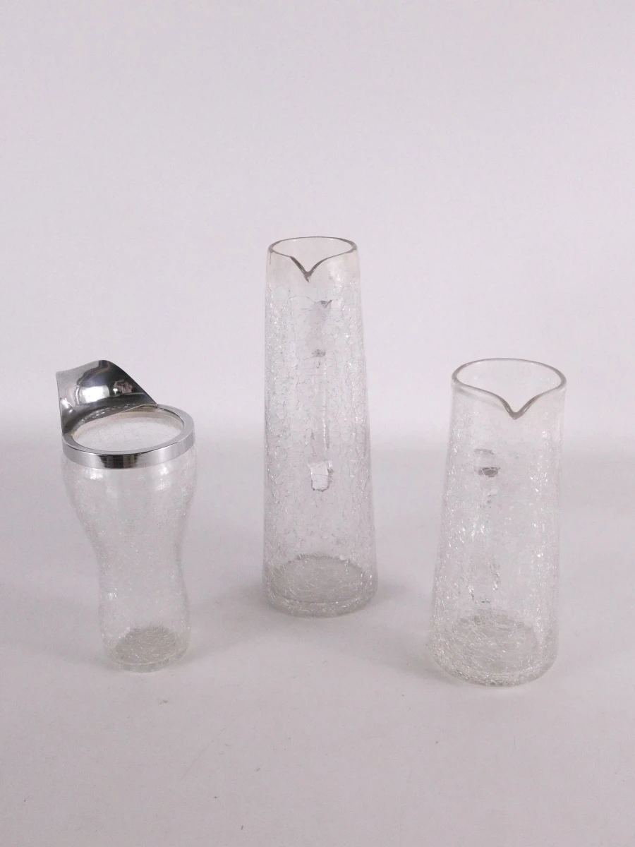 Vintage barset van gecraqueleerd glas.