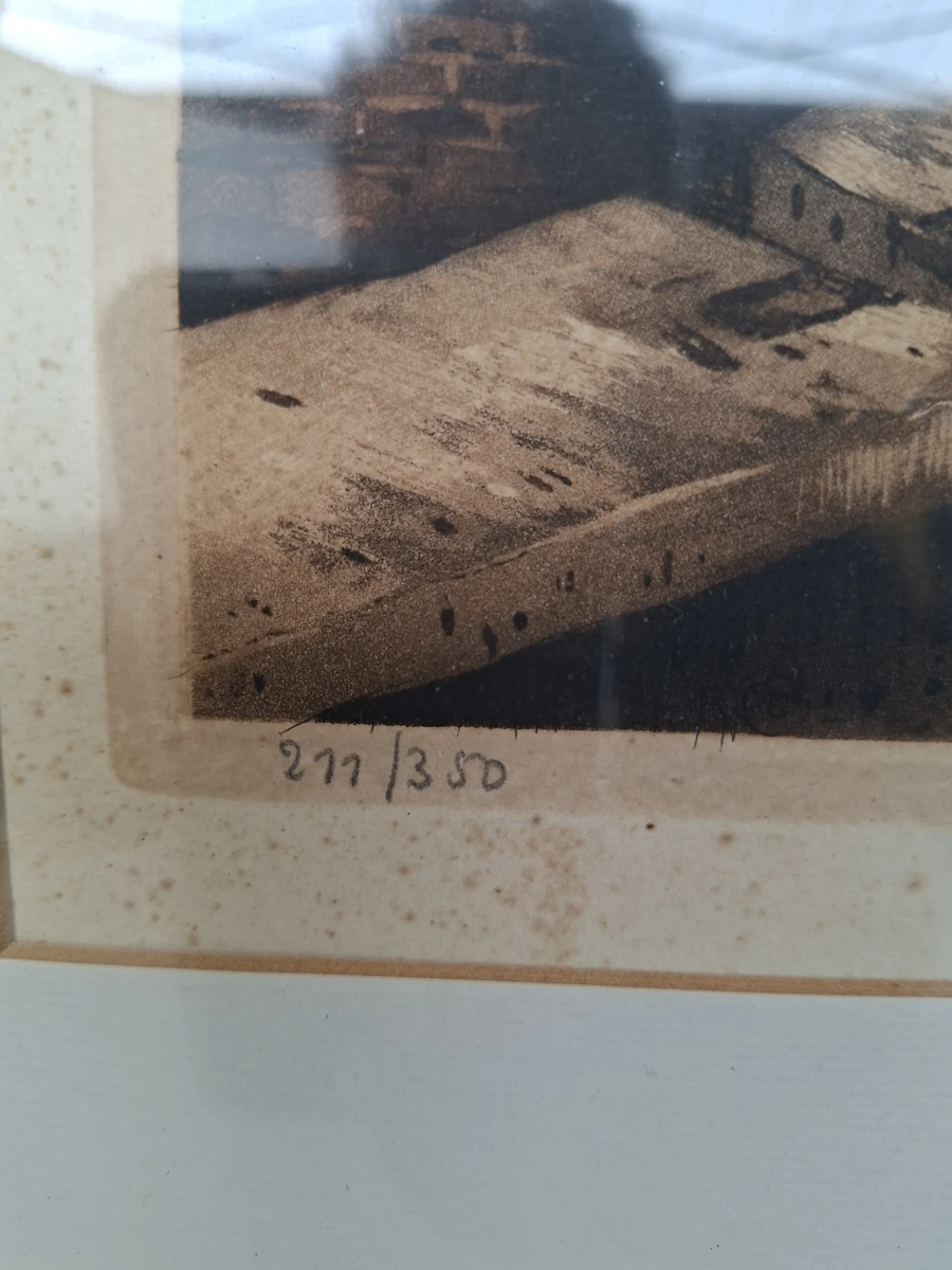 🖼️ Gekleurde Ets van Brugge – Genummerd 277/350 & Gesigneerd J. Deny 🖼️ - foto 2