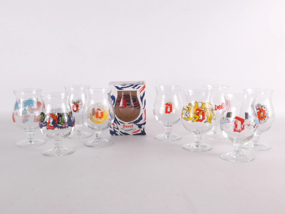Set van 9 Duvel bierglazen, 1 in doos
