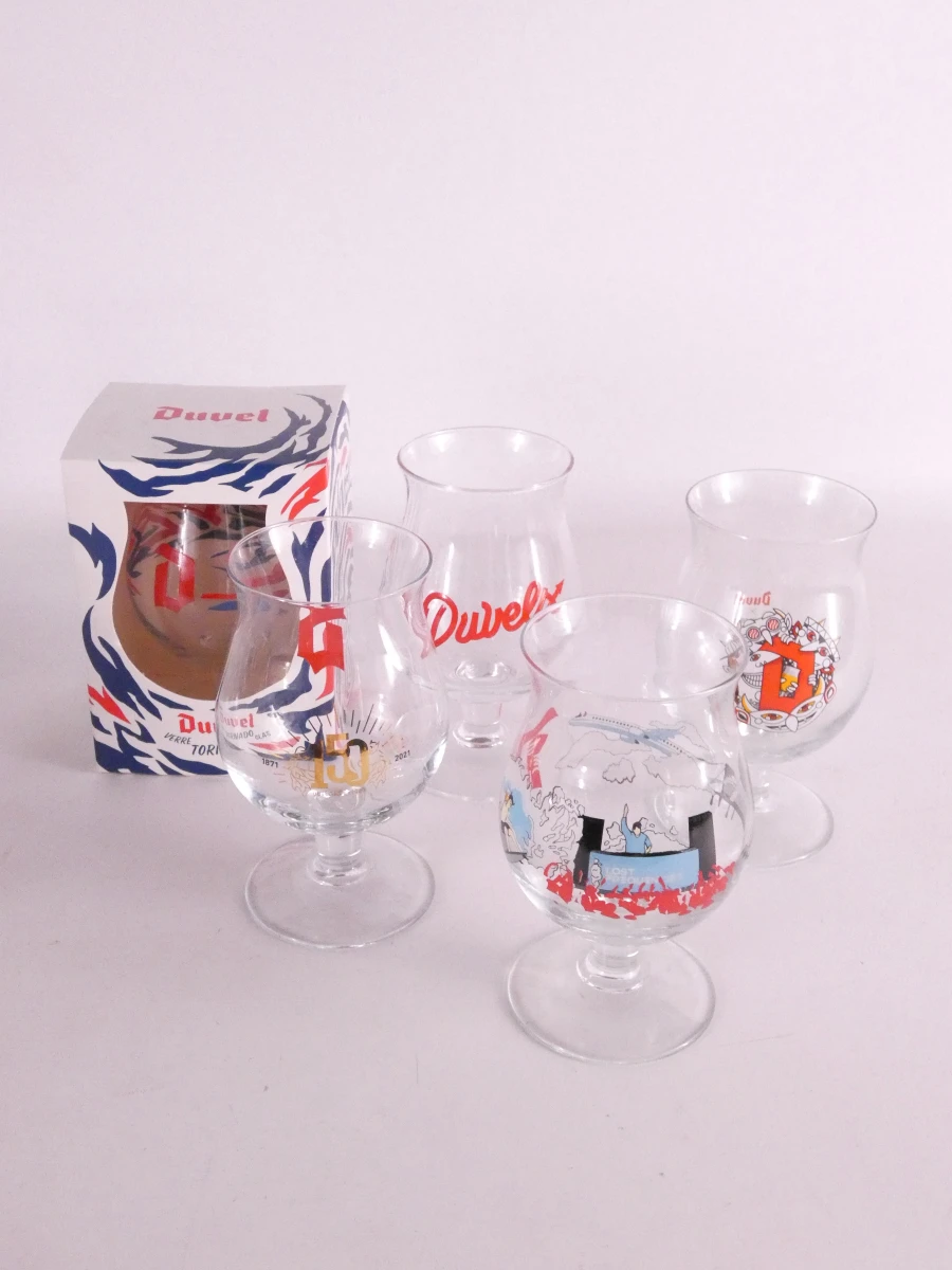 Set van 9 Duvel bierglazen, 1 in doos
