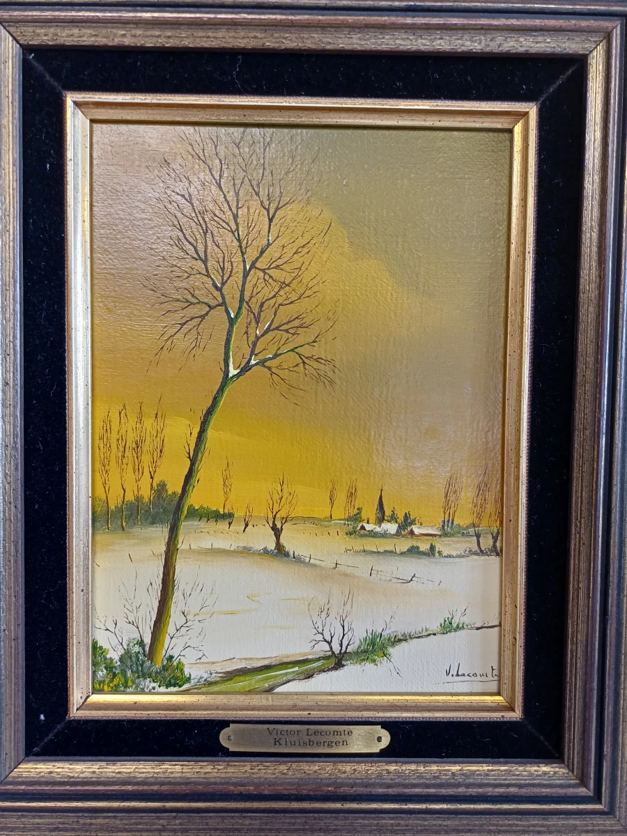 Set van 2 ingelijste landschapsschilderijen: Victor Lecomte & Kristiaens