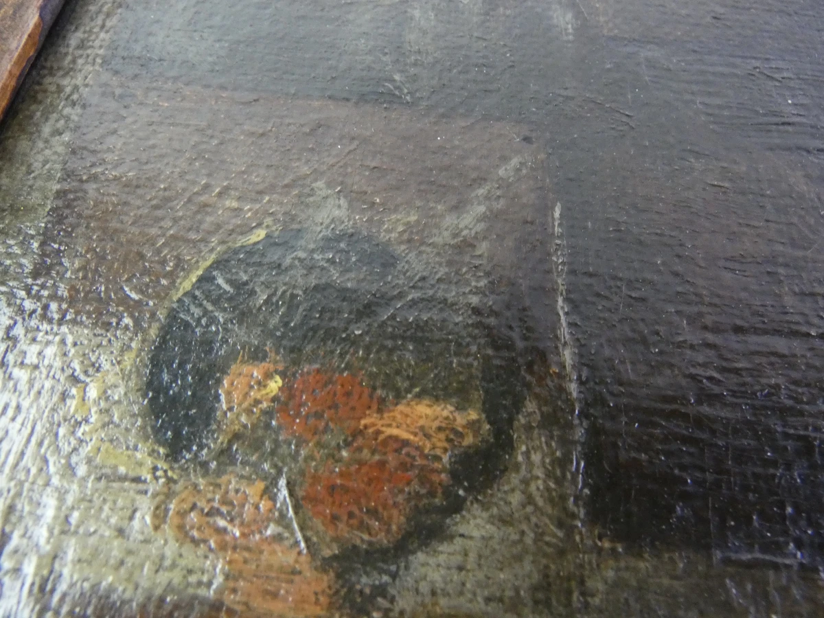 Oud olieverfschilderij - In een beeldhouwersatelier - E. Péquin