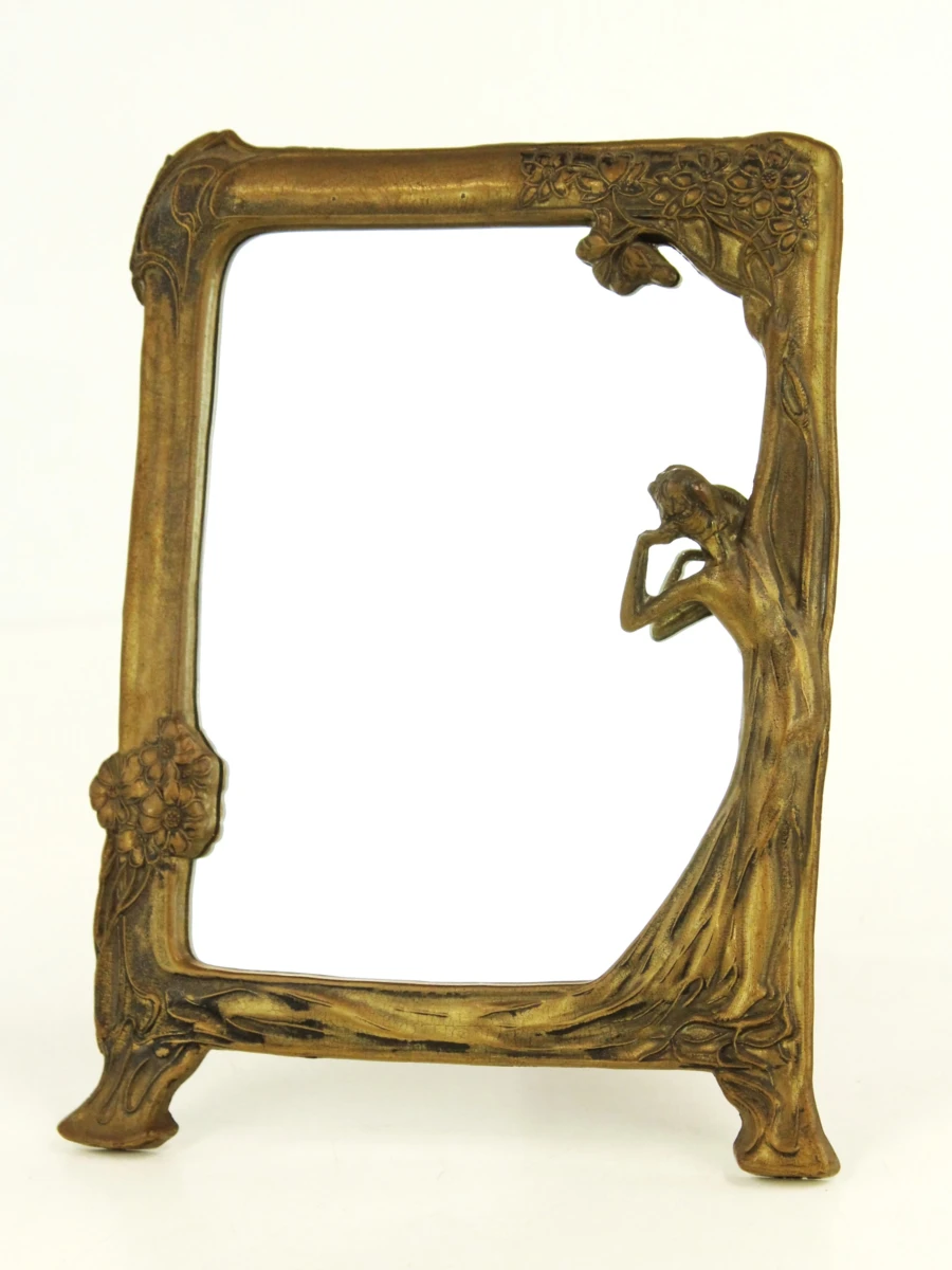 Charmante, vintage tafelspiegel in Art Nouveau stijl