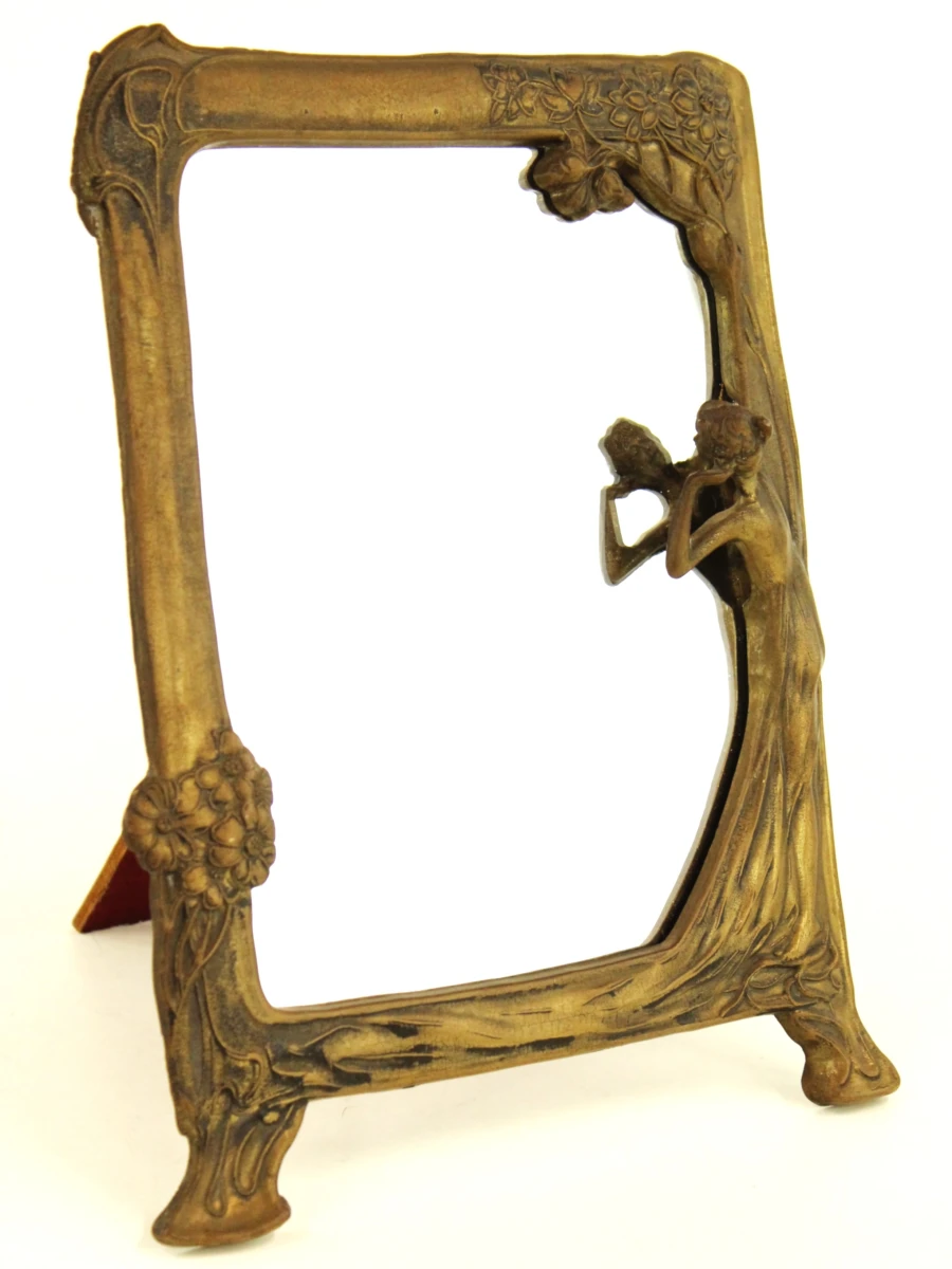 Charmante, vintage tafelspiegel in Art Nouveau stijl