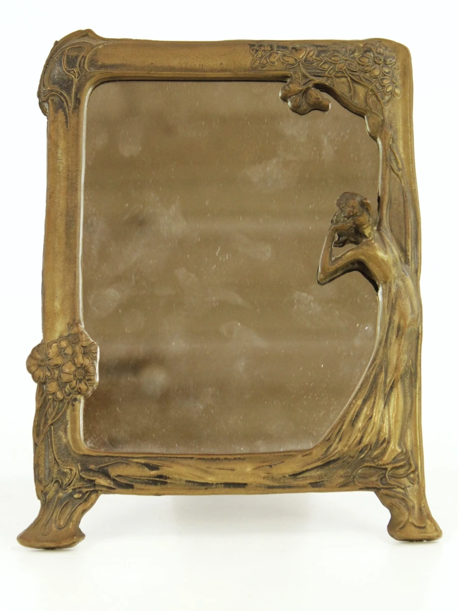 Charmante, vintage tafelspiegel in Art Nouveau stijl