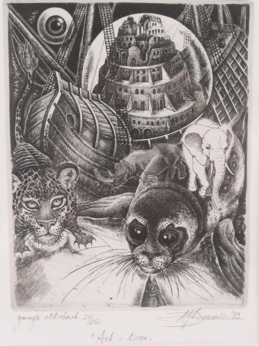 Gesigneerde ets van Hugo Besard, genummerd 20/250