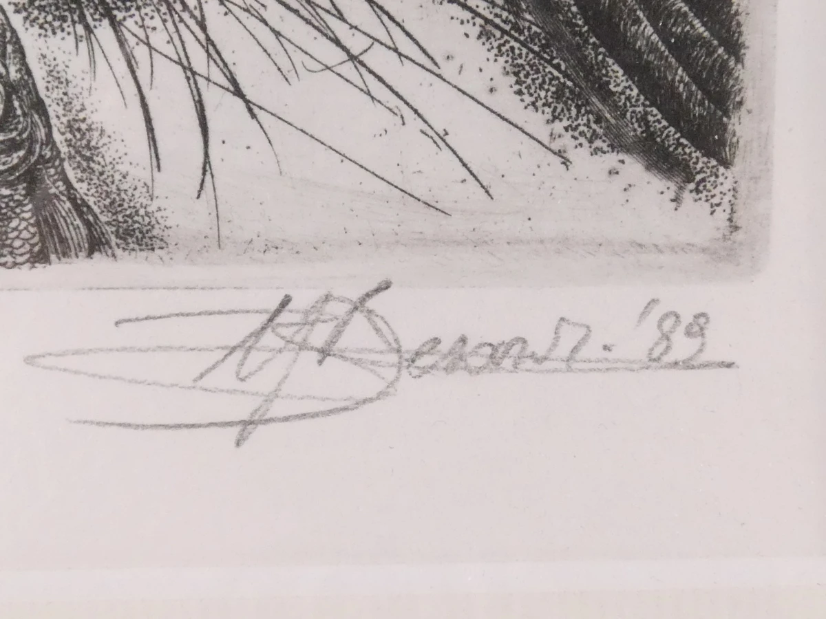 Gesigneerde ets van Hugo Besard, genummerd 20/250