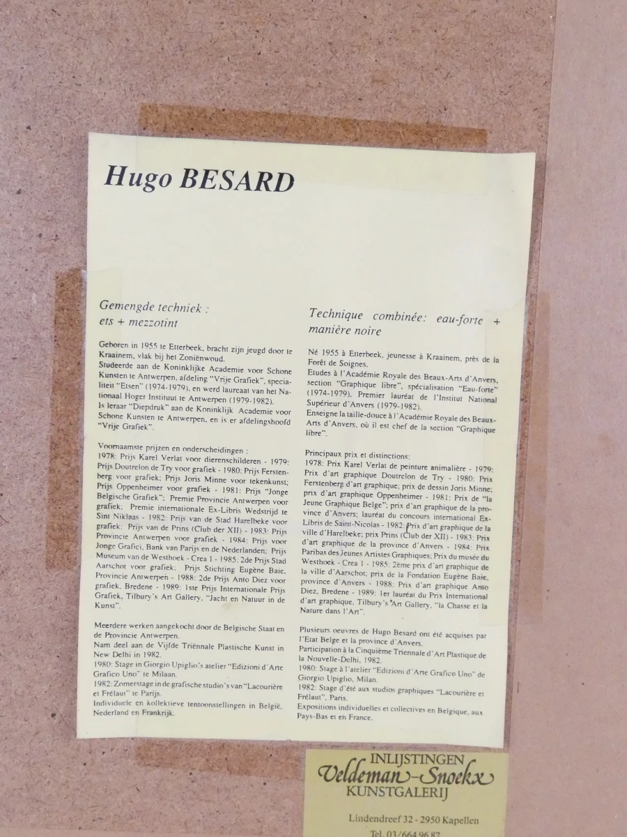 Gesigneerde ets van Hugo Besard, genummerd 20/250