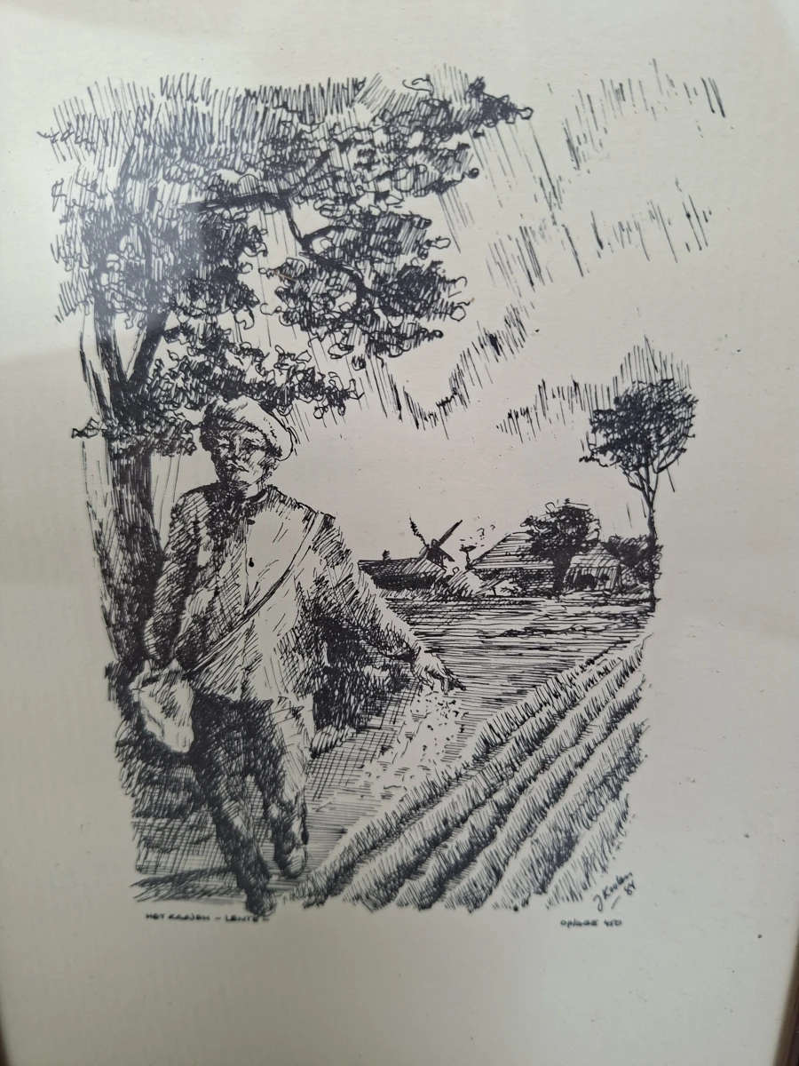 🖼️ Set van 4 Ingelijste Prenten – De Vier Seizoenen / Ambachten (1984) 🖼️ - foto 5