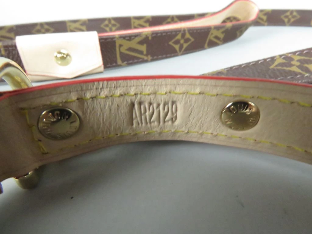 Louis Vuitton gemerkte hondenriem met leren details