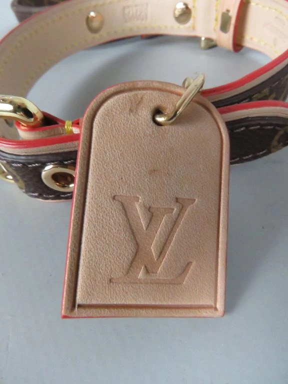 Louis Vuitton gemerkte hondenriem met leren details