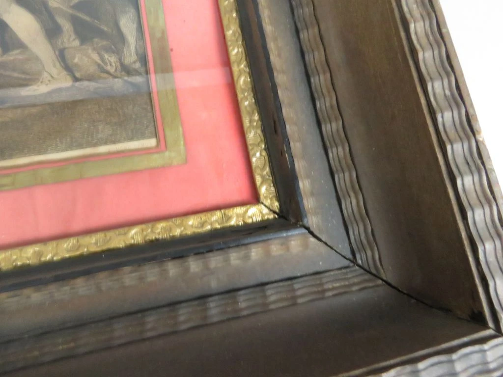 Ingelijste gravure "Geboorte van Henri IV" naar Eugène Devéria door Edmond Ramus