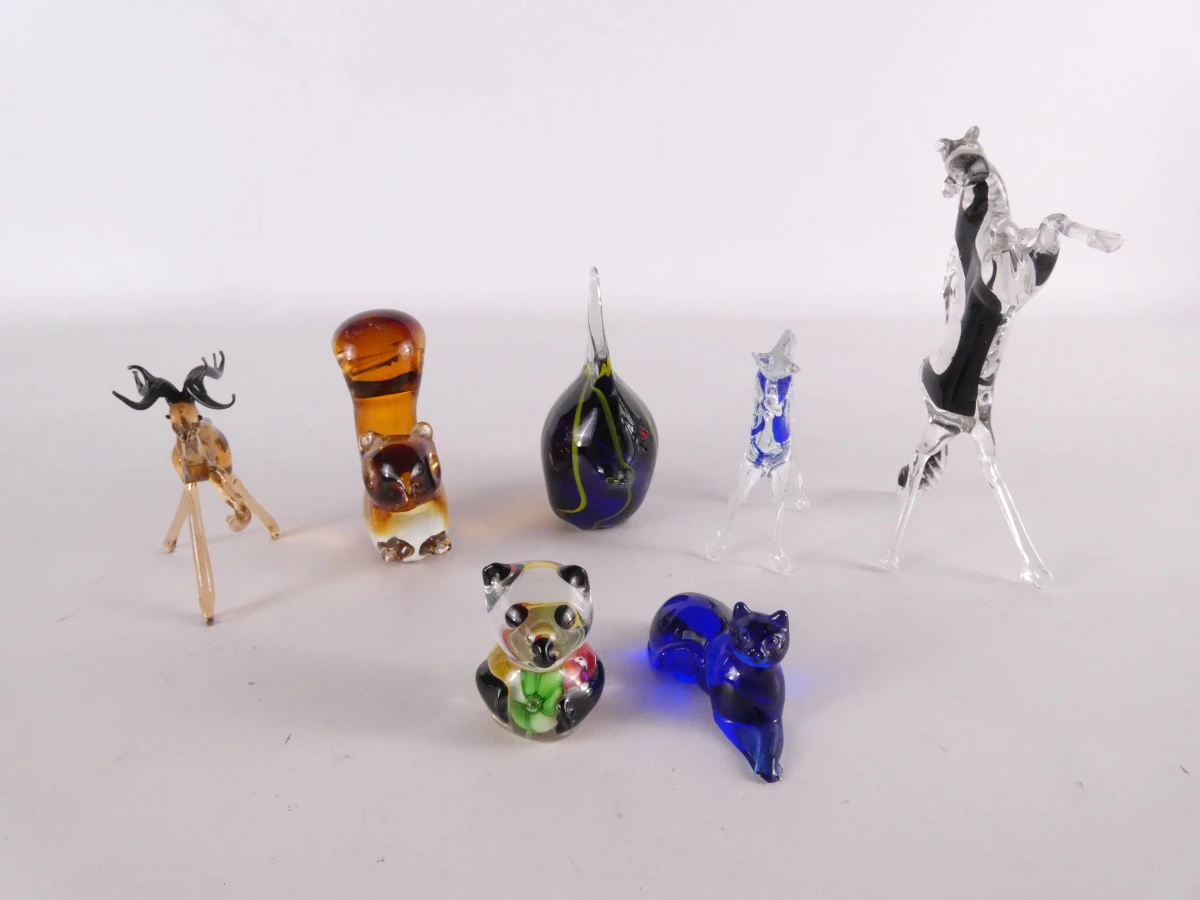 Set van 19 glazen dierfiguren