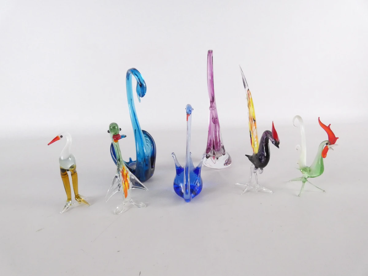 Set van 19 glazen dierfiguren