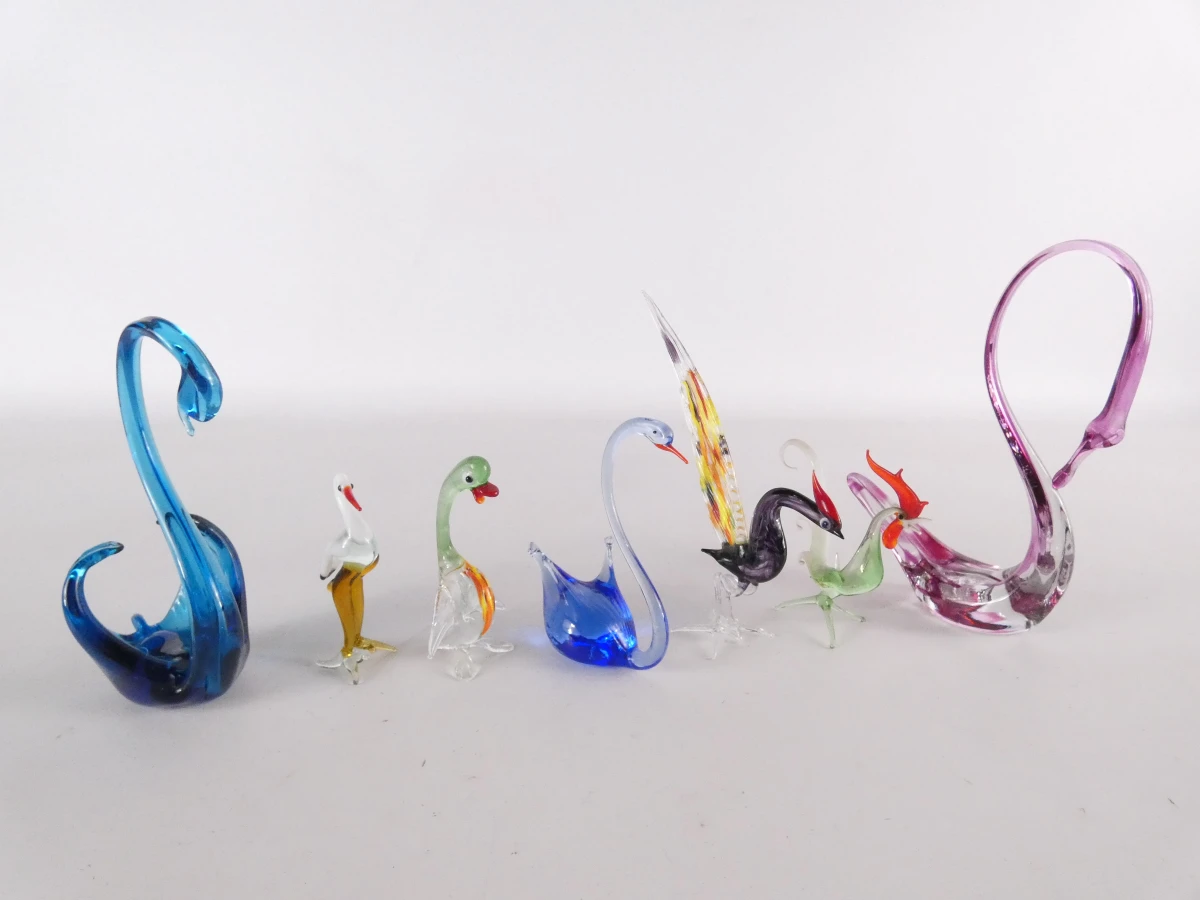 Set van 19 glazen dierfiguren