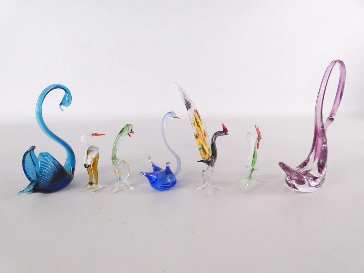 Set van 19 glazen dierfiguren