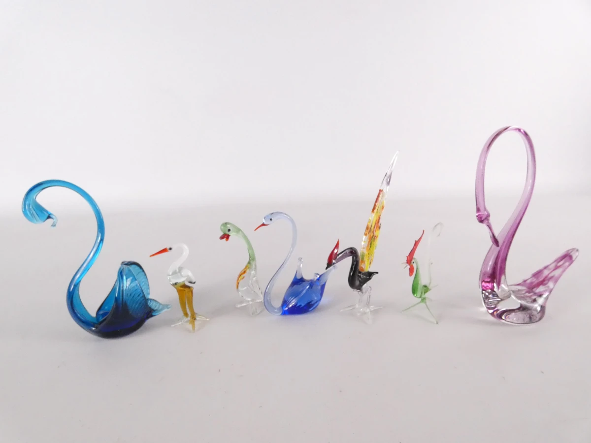 Set van 19 glazen dierfiguren