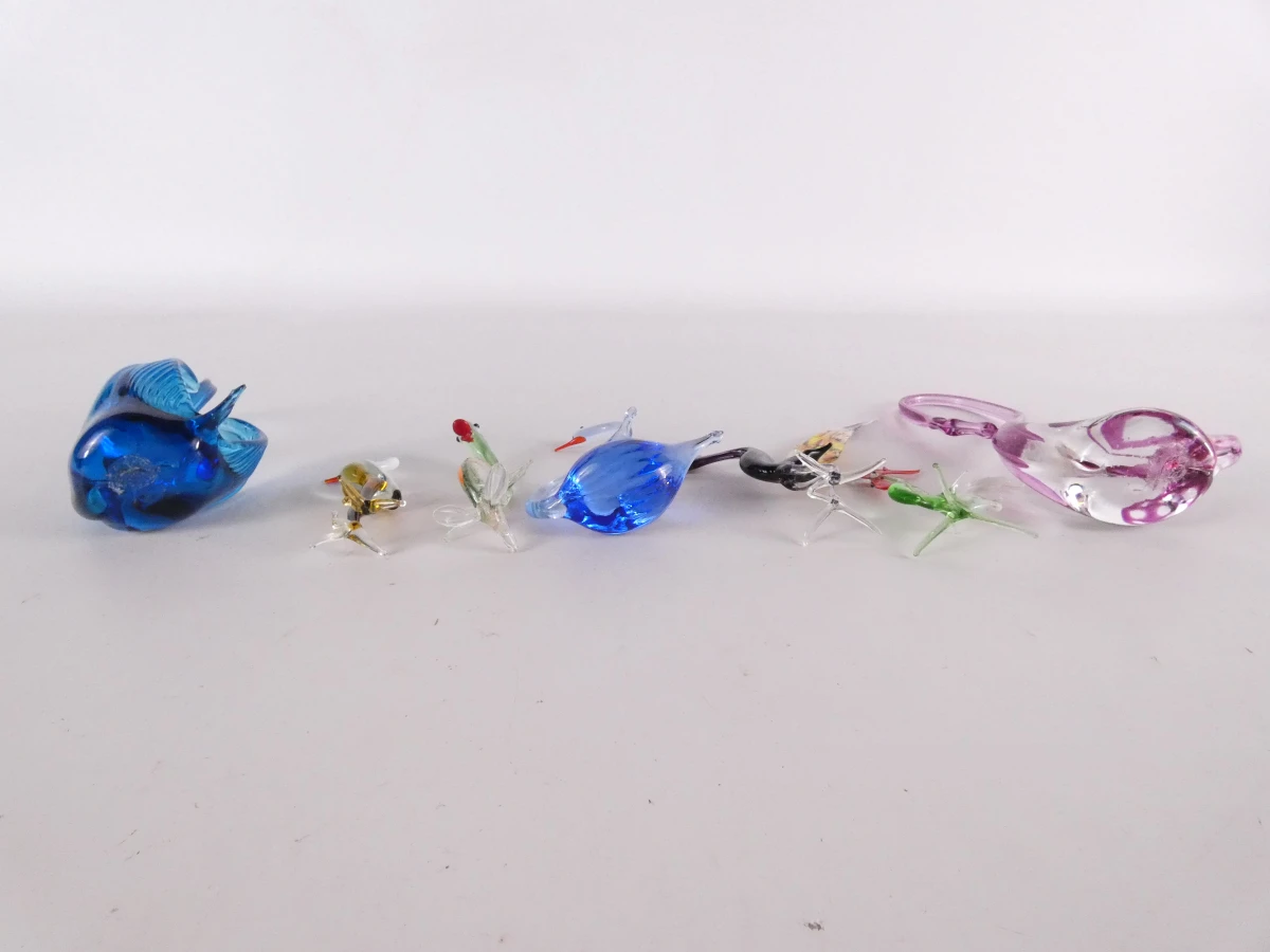 Set van 19 glazen dierfiguren