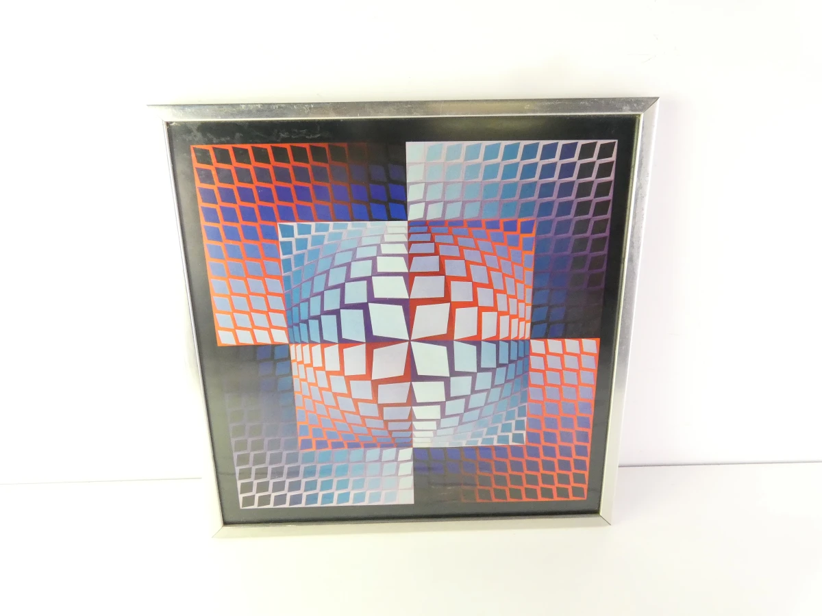 Abstracte ingelijste wanddecoratie met geometrisch patroon