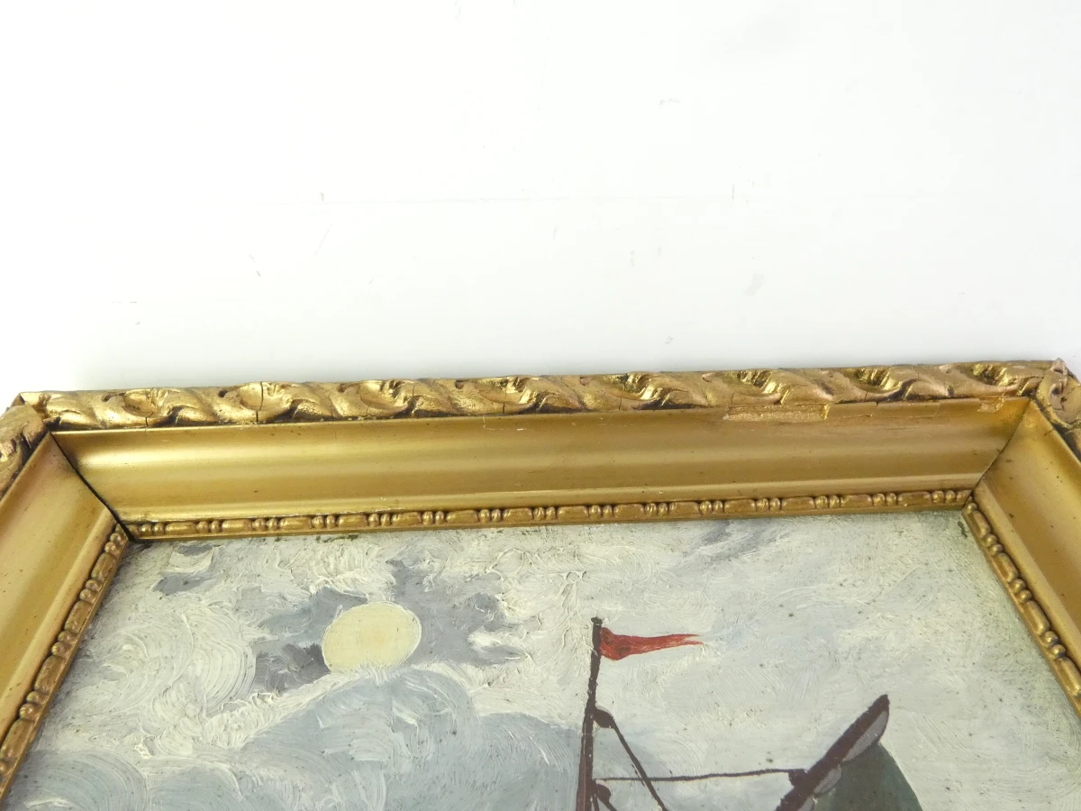 Sfeervol maritiem olieverfschilderij uit 1933