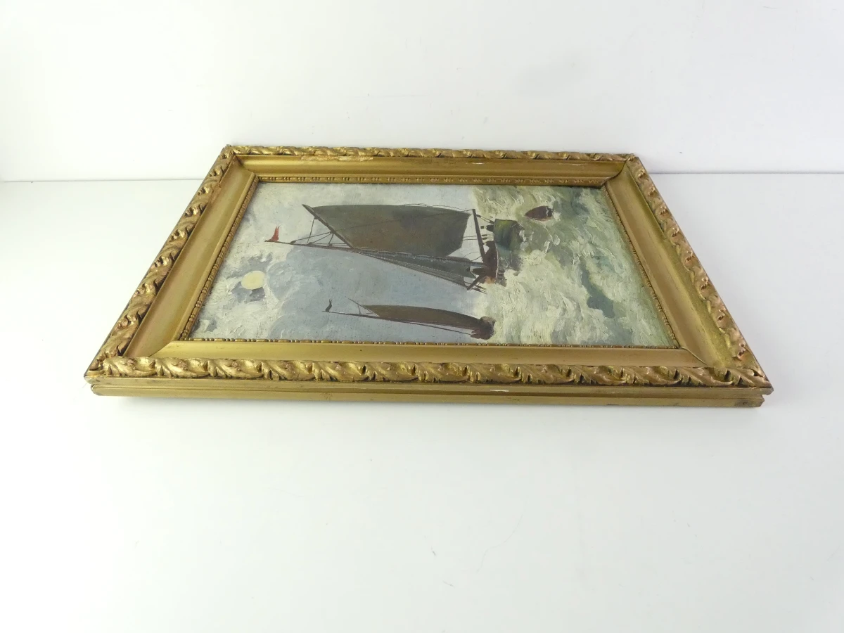 Sfeervol maritiem olieverfschilderij uit 1933