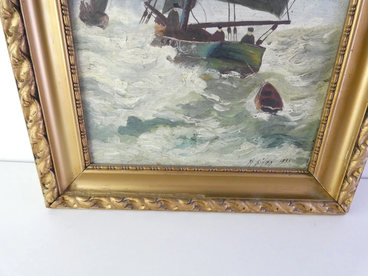 Sfeervol maritiem olieverfschilderij uit 1933