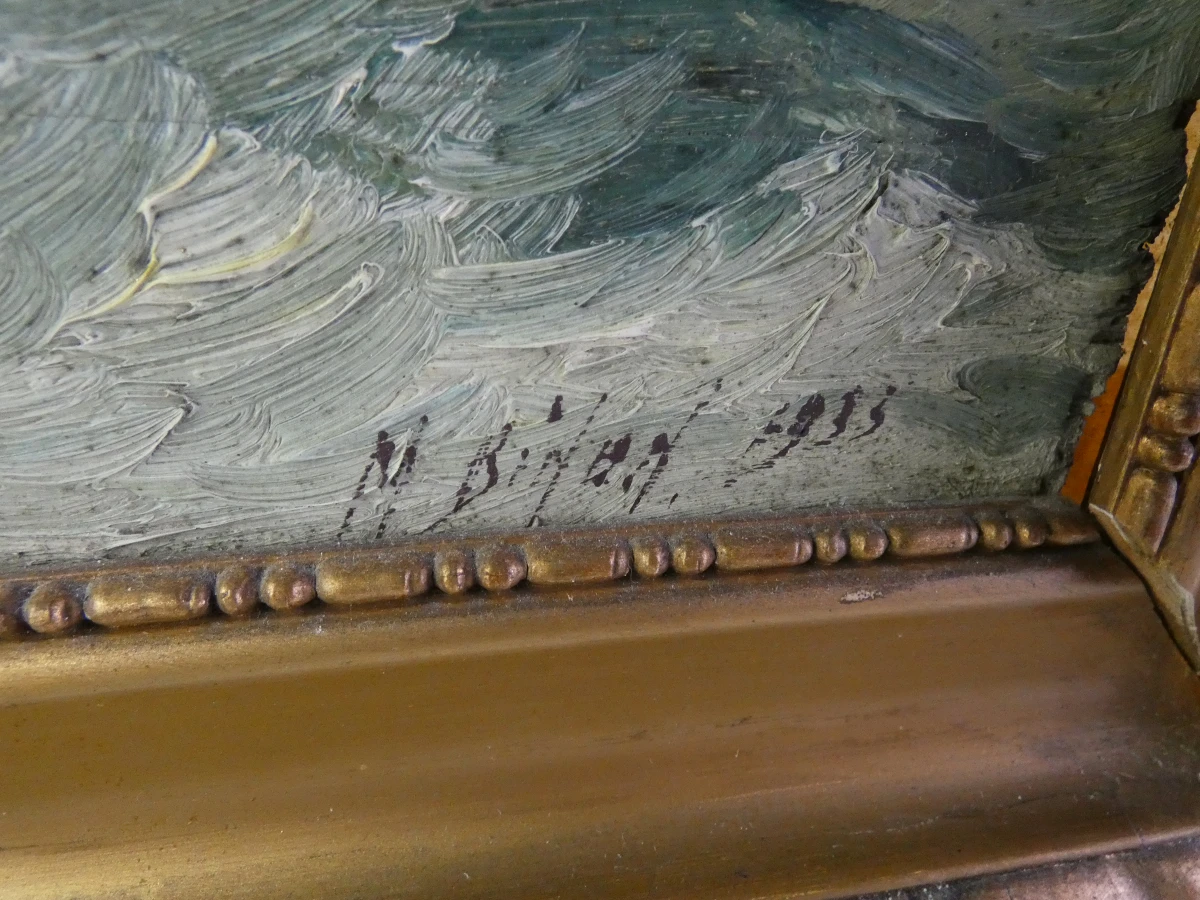 Sfeervol maritiem olieverfschilderij uit 1933
