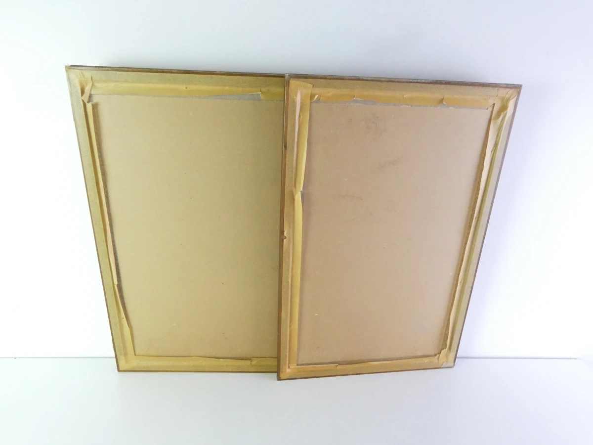 Triptychon met pentekeningen van landelijke huizen, 25/100