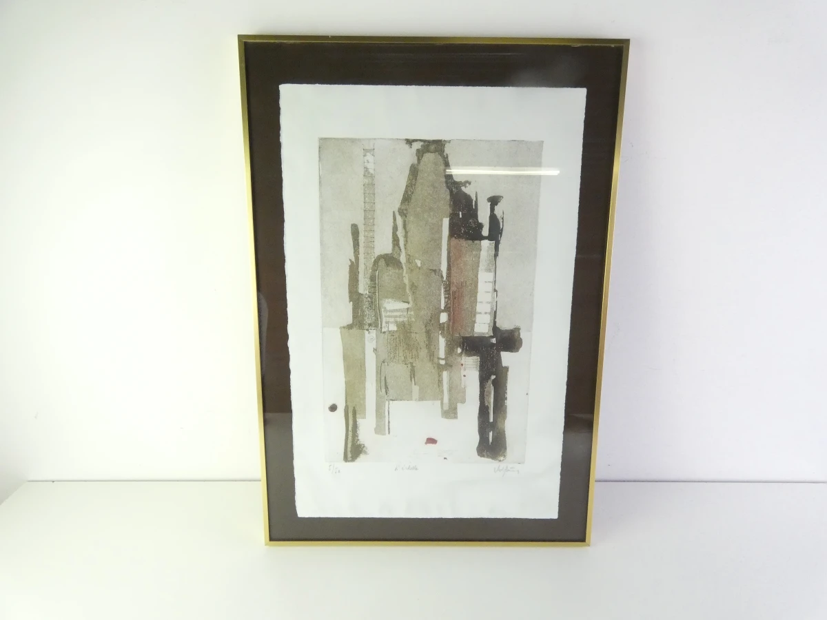 Vintage abstracte architecturale ets – aquatint.