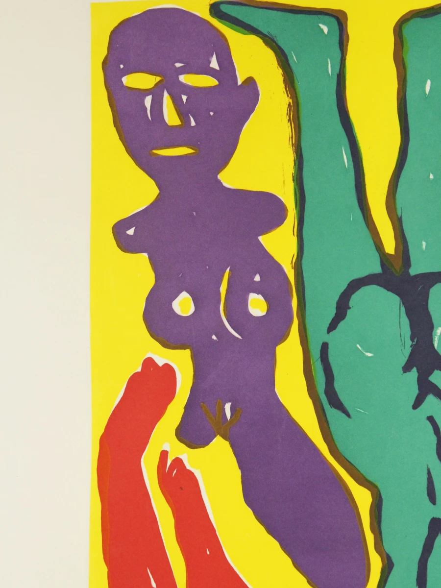Gesigneerde proefdruk "Drei Frauen mit Dämon" A.R. Penck (1939-2017)
