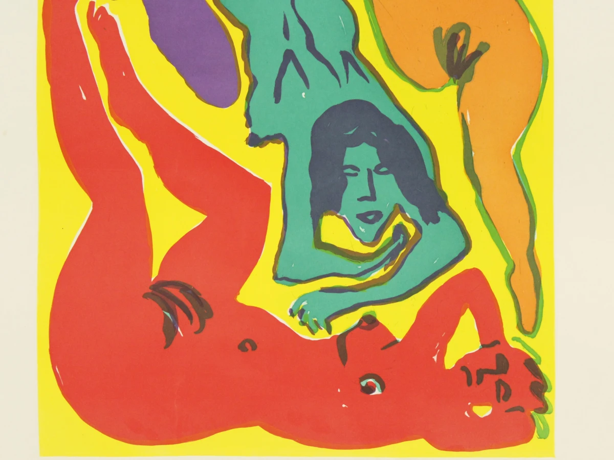 Gesigneerde proefdruk "Drei Frauen mit Dämon" A.R. Penck (1939-2017)