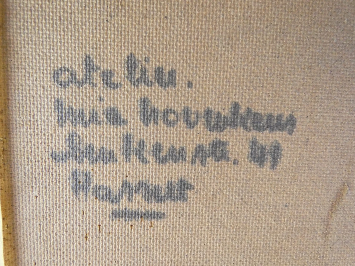Ingelijste tekening vrouw zittend in interieur