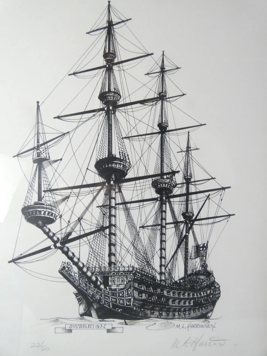 Gesigneerde litho getiteld 'Sovereign'