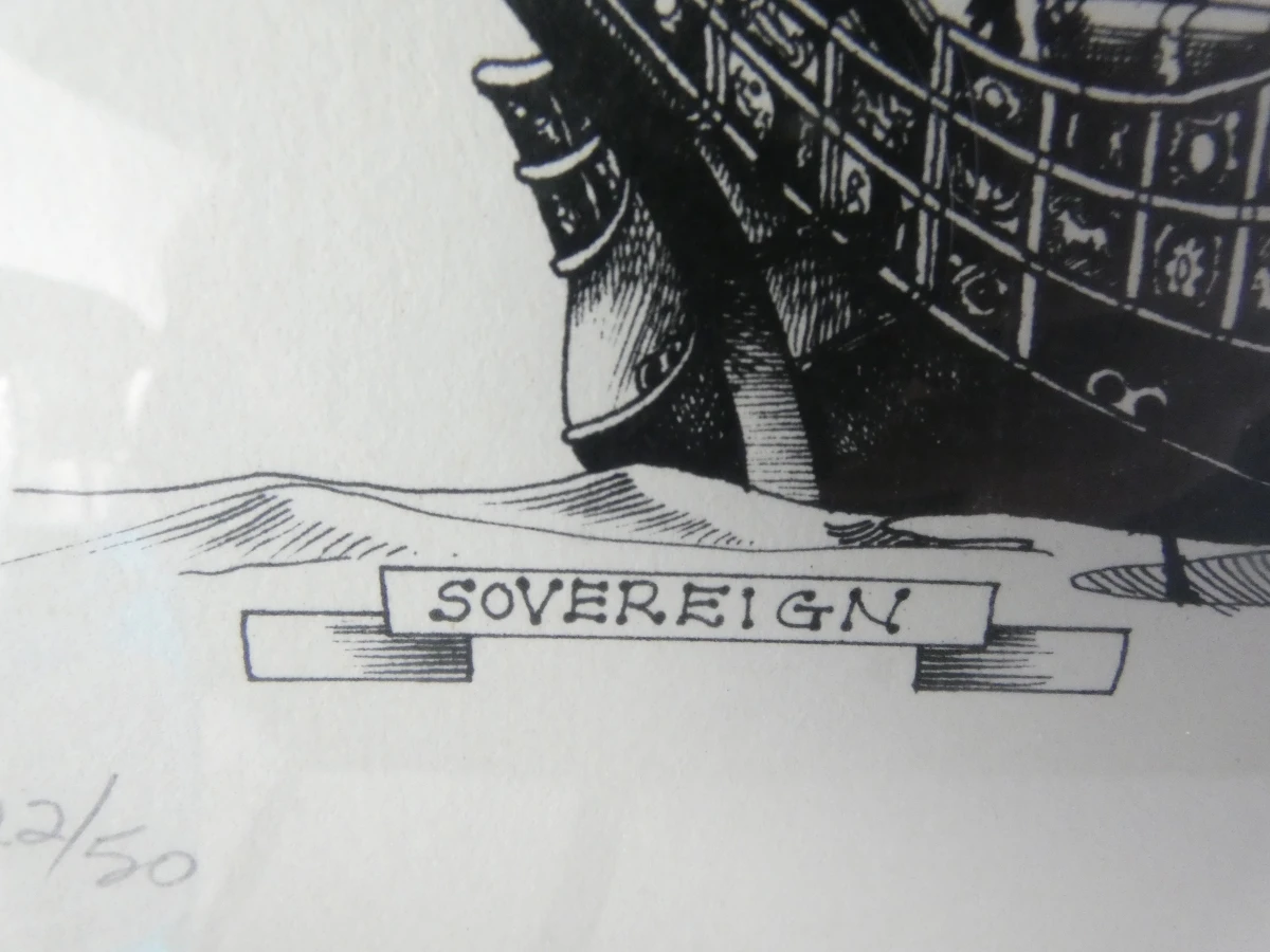Gesigneerde litho getiteld 'Sovereign'